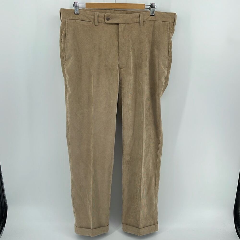 Peter Millar Nanoluxe fine tooth corduroy cuffed flat front dress trouser pants